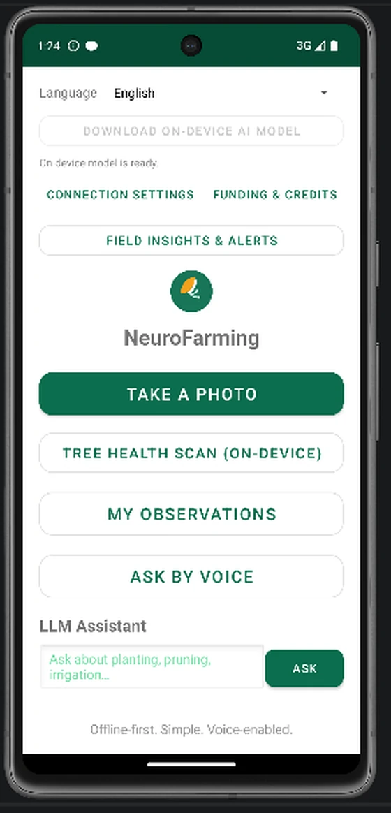 NeuroFarming home screen